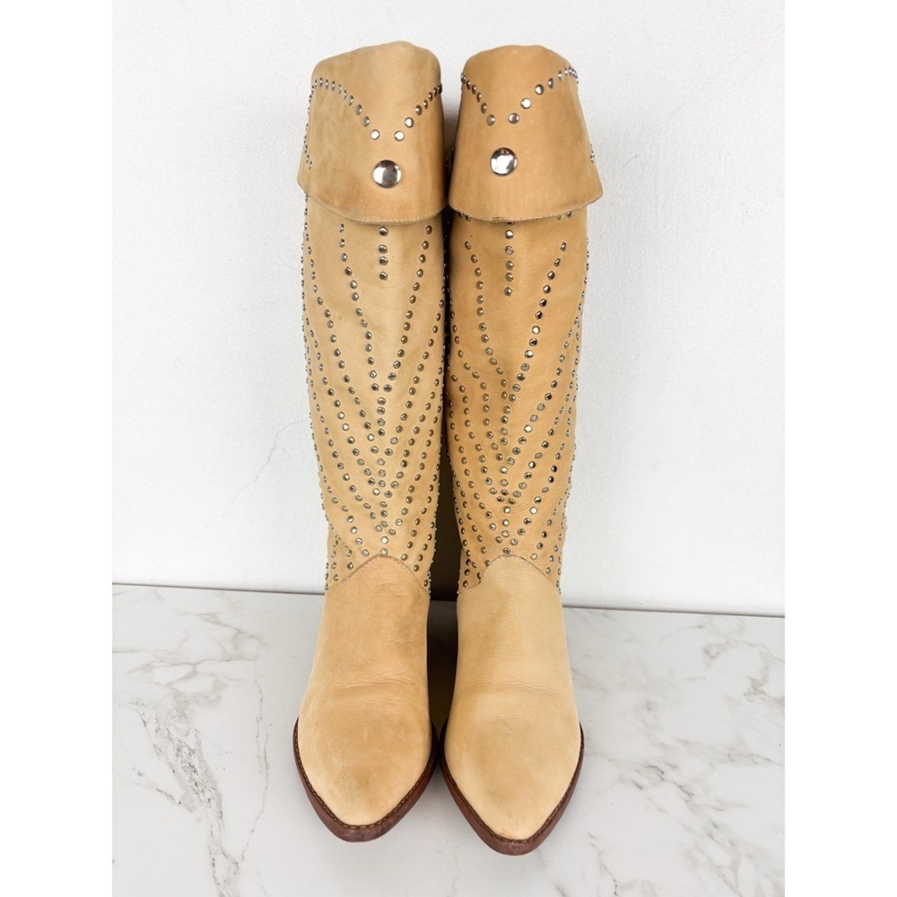 Vintage Circle S Studded Genuine Leather Cowboy Boots Sz 7 - Picture 3 of 9